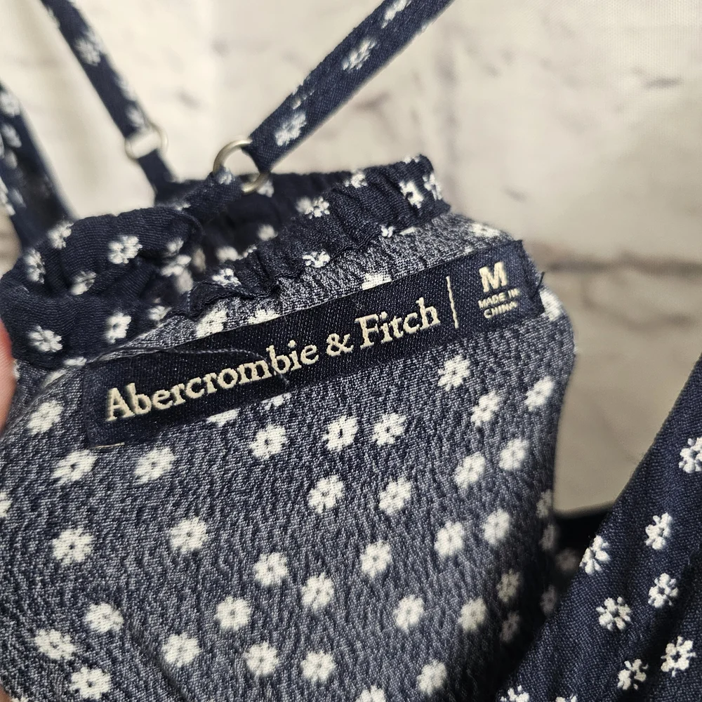 Abercrombie & Fitch Navy and White Foral Maxi Dress Size Medium